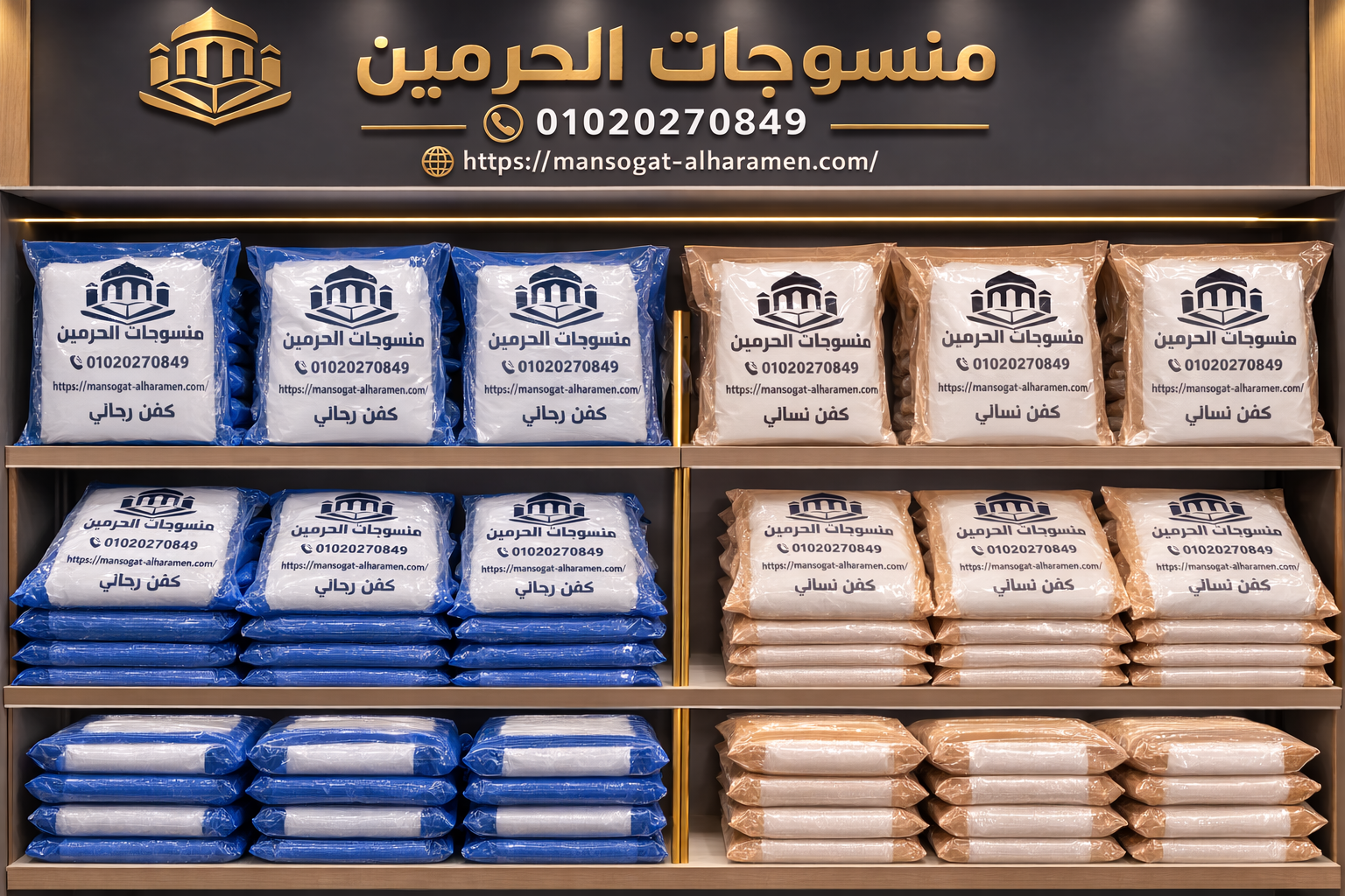 2 كفن رجالي + 2 كفن حريمي + 2 اطفال ايزيس دوبلان